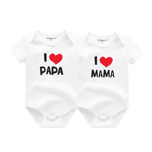 Lot de 2 body coton " I LOVE MAMAN & PAPA ".